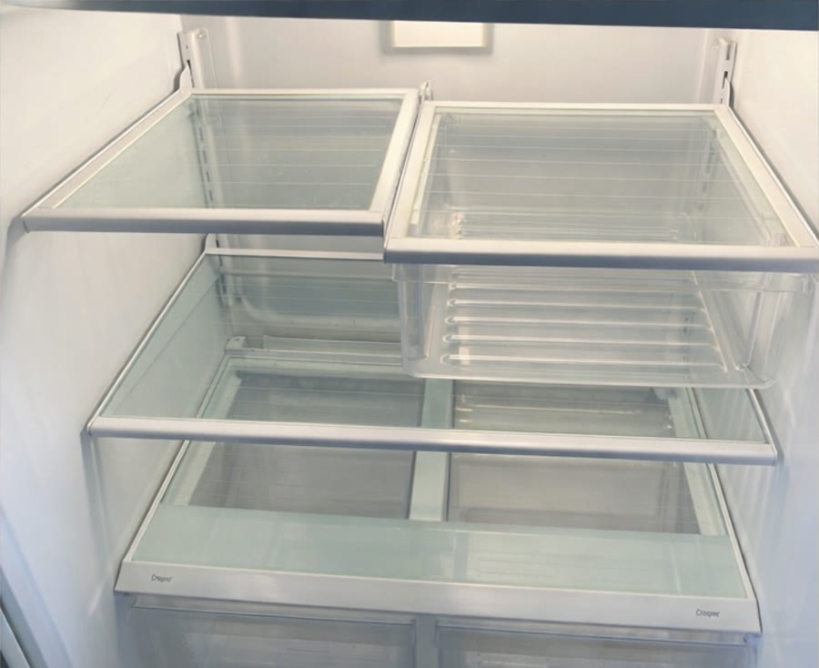 Refrigerator interior after detailed cleaning