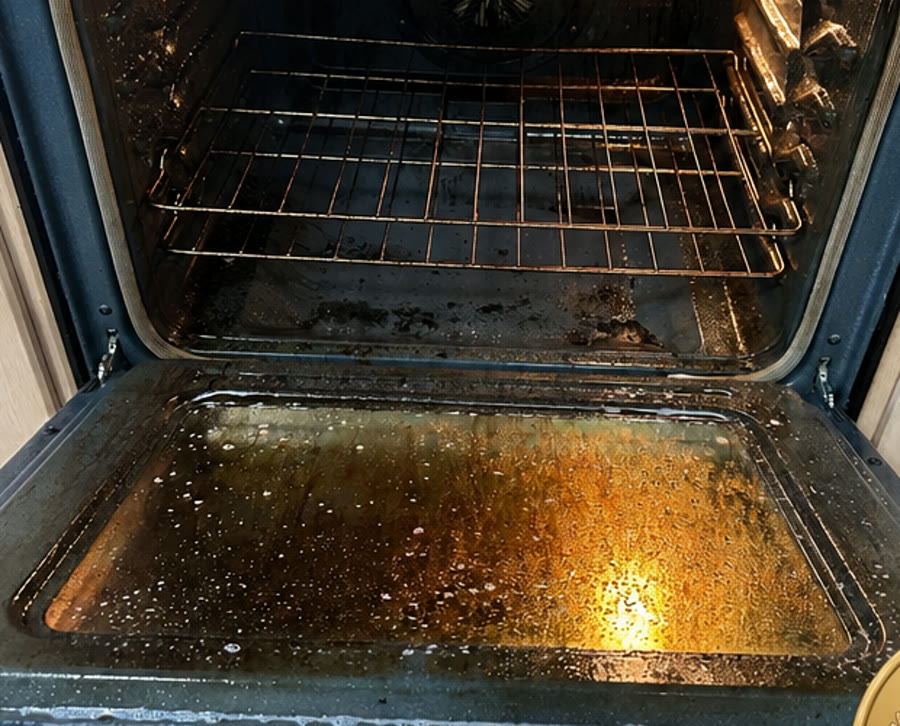 Appliance interior before detailed cleaning